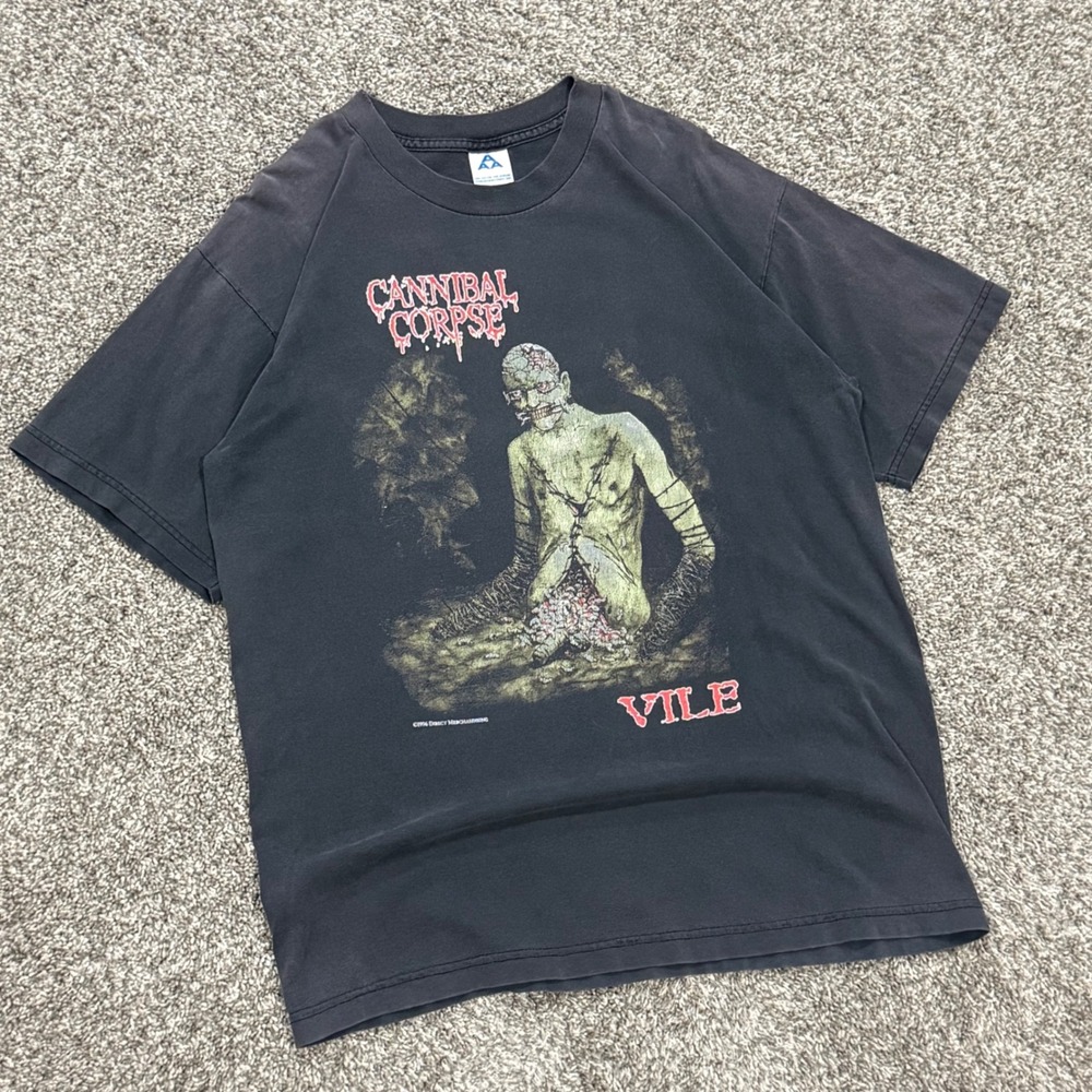 Vintage 1996‎ Cannibal Corpse Vile Monolith of Death Tour Shirt AAA Faded Mens L